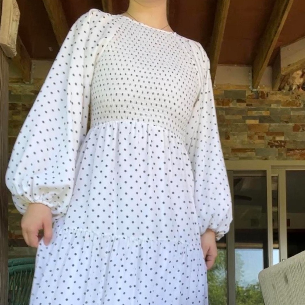 Asos design full coverage polka dot dress